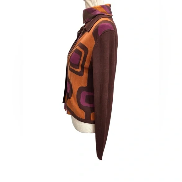 D. Terrell Silk Blend Twinset Geometric Retro Cardigan & Sleeveless Blouse Small - Picture 10 of 16